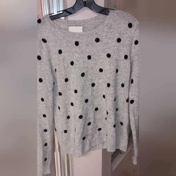 Cynthia Rowley Sweaters - Cynthia Rowley Cashmere Sweater XL Grey Black Polka Dots